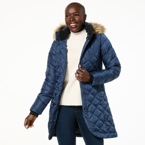 Sporto Tulip Quilted Water Resistant Parka Coat Plus Size 3X Navy Blue Snow NEW - Picture 1 of 9
